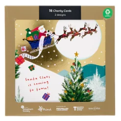 Card Factory 16 Charity Christmas Cards - Santa & Snowman (2 Designs)