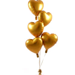 Clearance 5 Gold Hearts Balloon Bouquet - DELIVERED INFLATED! Kids Engagement Party|Birthday Party