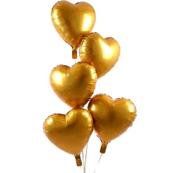 Clearance 5 Gold Hearts Balloon Bouquet - DELIVERED INFLATED! Kids Engagement Party|Birthday Party