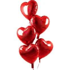 Card Factory 5 Red Hearts Balloon Bouquet - DELIVERED INFLATED!
