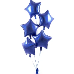 Card Factory 5 Royal Blue Stars Balloon Bouquet - DELIVERED INFLATED!