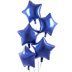 Card Factory 5 Royal Blue Stars Balloon Bouquet - DELIVERED INFLATED!