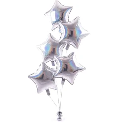 Hot 5 Silver Stars Balloon Bouquet - DELIVERED INFLATED! Baby Shower Party|Birthday Party