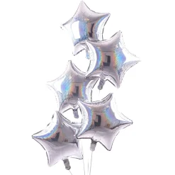 Hot 5 Silver Stars Balloon Bouquet - DELIVERED INFLATED! Baby Shower Party|Birthday Party
