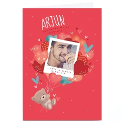 Card Factory A4 Photo Hugs Bear Valentine's Day Card - Love is Always in the Air