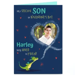 Clearance A4 Photo Valentine's Day Card - Dragon Blowing Heart Photo