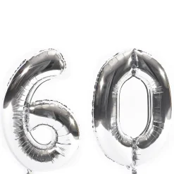 Card Factory Age 60 Giant Foil Helium Numeral Balloons - Silver (deflated)
