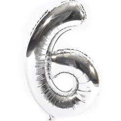 Card Factory Age 60 Giant Foil Helium Numeral Balloons - Silver (deflated)