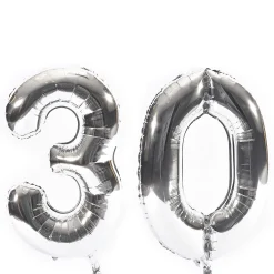Age 30 Giant Foil Helium Numeral Balloons - Silver (deflated) 30Th Birthday|Balloons For Him