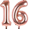 Card Factory Age 16 Giant Foil Helium Numeral Balloons - Rose Gold (deflated)