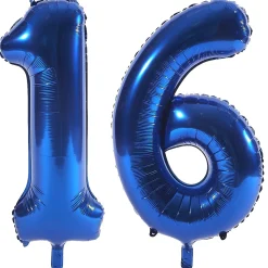 Card Factory Age 16 Giant Foil Helium Numeral Balloons - Blue (deflated)