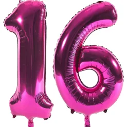 Card Factory Age 16 Giant Foil Helium Numeral Balloons - Pink (deflated)