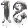 Card Factory Age 18 Giant Foil Helium Numeral balloons - Silver (deflated)