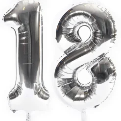 Card Factory Age 18 Giant Foil Helium Numeral balloons - Silver (deflated)