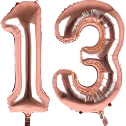Card Factory Age 13 Giant Foil Helium Numeral Balloons - Rose Gold (deflated)