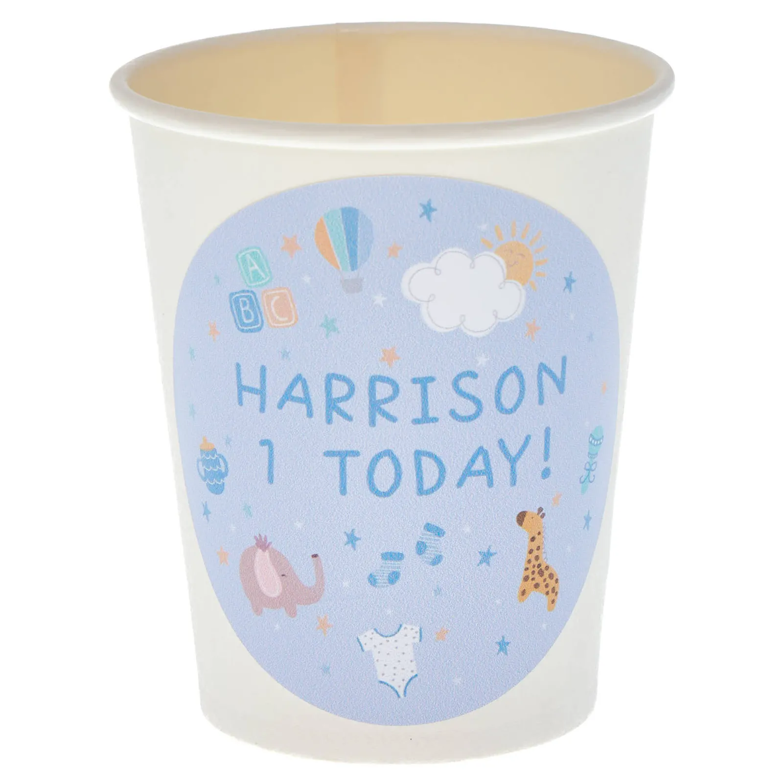 New Baby Blue Personalised Party Cup 1St Birthday|Tableware