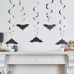 Hot Bat Swirl Decorations - Pack of 5 Halloween Party
