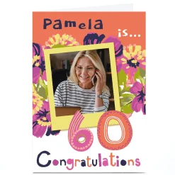 Sale Bev Hopwood 60th Birthday Photo Card - Congratulations, Editable Age For Wife|For Mum