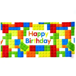 Card Factory Birthday Building Blocks Party Tableware & Decoration Bundle - 16 Guests