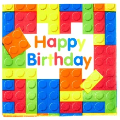 Card Factory Birthday Building Blocks Party Tableware & Decoration Bundle - 16 Guests