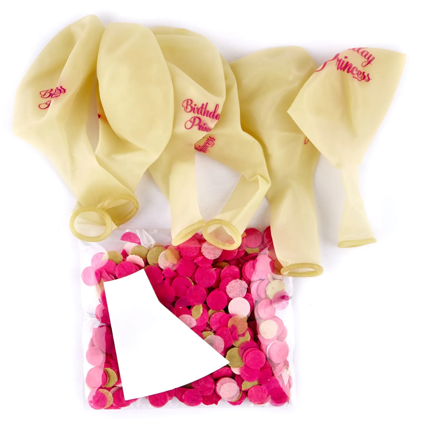 Birthday Princess Pink Confetti Balloons - Pack Of 6 Kids Birthday Party|Balloons For Kids