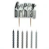 Card Factory Black & Silver Happy Birthday Candle Set