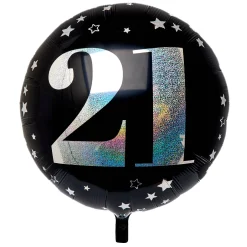 Card Factory Black & Silver 21st Birthday 31-Inch Foil Helium Balloon