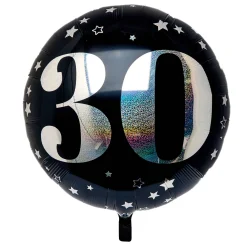 Card Factory Black & Silver 30th Birthday 31-Inch Foil Helium Balloon