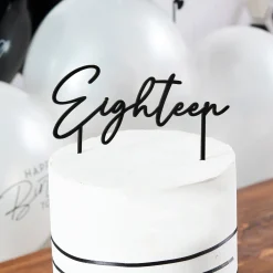 Card Factory Black Eighteen Acrylic Cake Topper