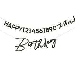 New Black Happy Birthday Customisable Card Banner Banners & Bunting|Birthday Party
