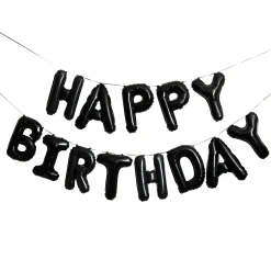 Best Black Happy Birthday 16-Inch Foil Balloon Garland Banners & Bunting|Birthday Party