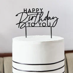 Card Factory Black Happy Birthday To You Acrylic Cake Topper