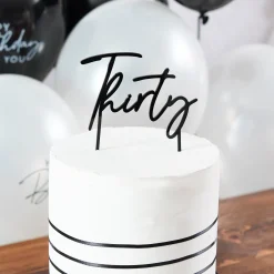 Sale Black Thirty Acrylic Cake Topper 30Th Birthday|Cake Candles
