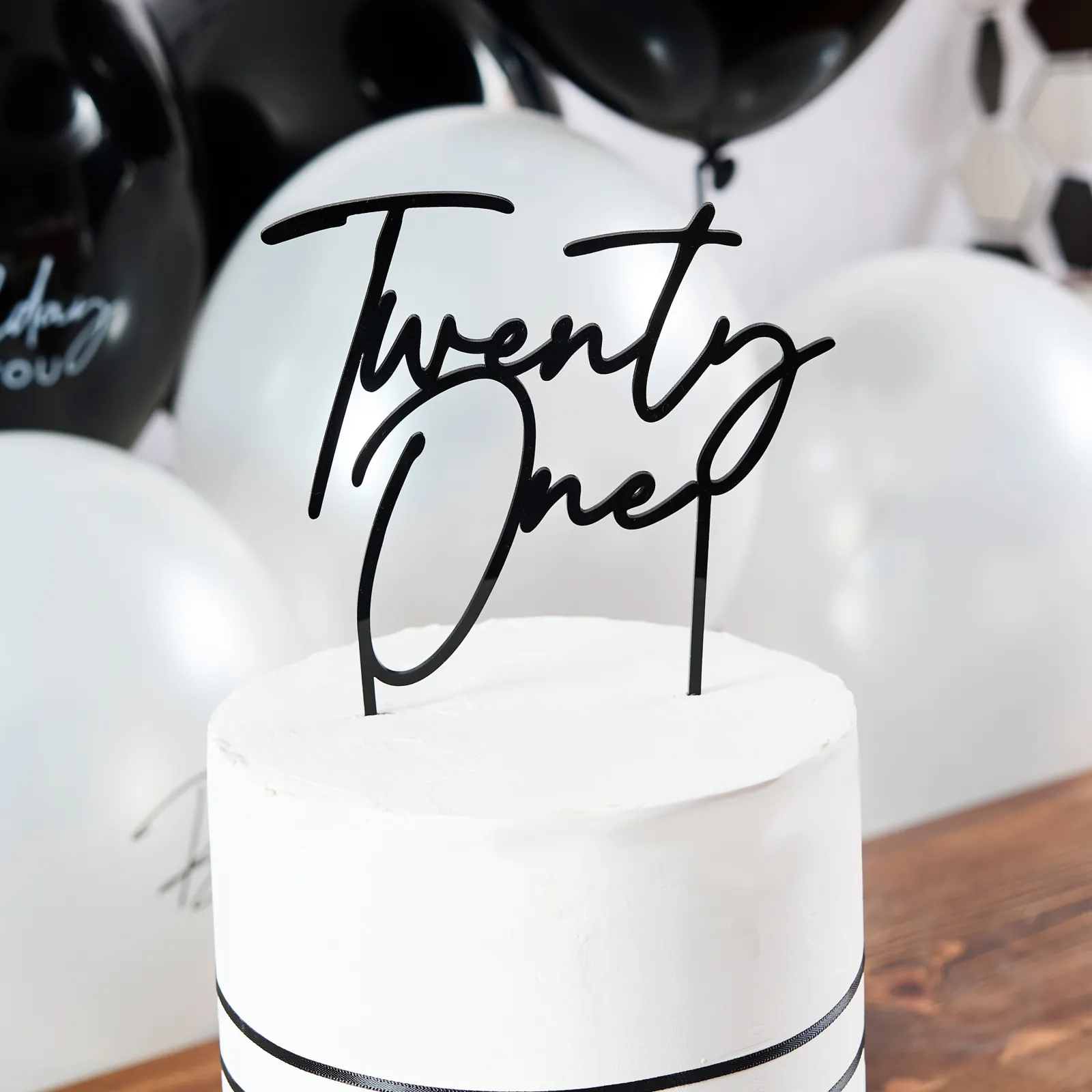 Card Factory Black Twenty One Acrylic Cake Topper