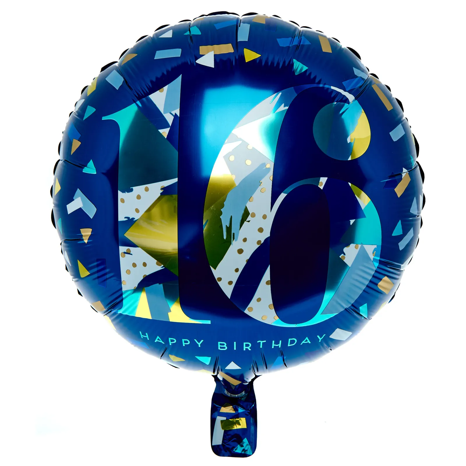 Card Factory Blue & Gold 16th Birthday 18-Inch Foil Helium Balloon