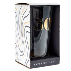 Hot Blue & Gold 50th Birthday Pint Glass 50Th Birthday|Glassware