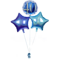 New Blue & Silver 40th Birthday Balloon Bouquet - DELIVERED INFLATED! 40Th Birthday|Birthday Party