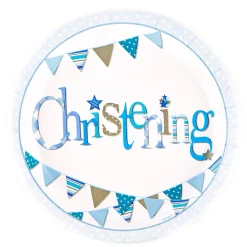 Card Factory Blue Christening Party Tableware & Decoration Bundle - 16 Guests