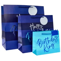 Kids Card Factory Blue Happy Birthday Gift Bags - Multipack of 3