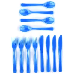 Clearance Blue Plastic Cutlery Set - 18 Pieces 100Th Birthday|90Th Birthday