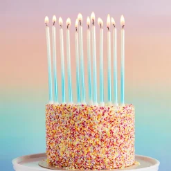 Clearance Blue Tall Ombre Skinny Cake Candles - Pack of 12 Cake Candles|Birthday Party