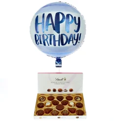 Blue Watercolour Happy Birthday Balloon & Lindt Chocolates - FREE GIFT CARD! Kids Balloons For Him|Balloon Bouquets