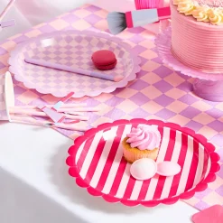 Card Factory Checkerboard & Striped Paper Plates - Pack of 8