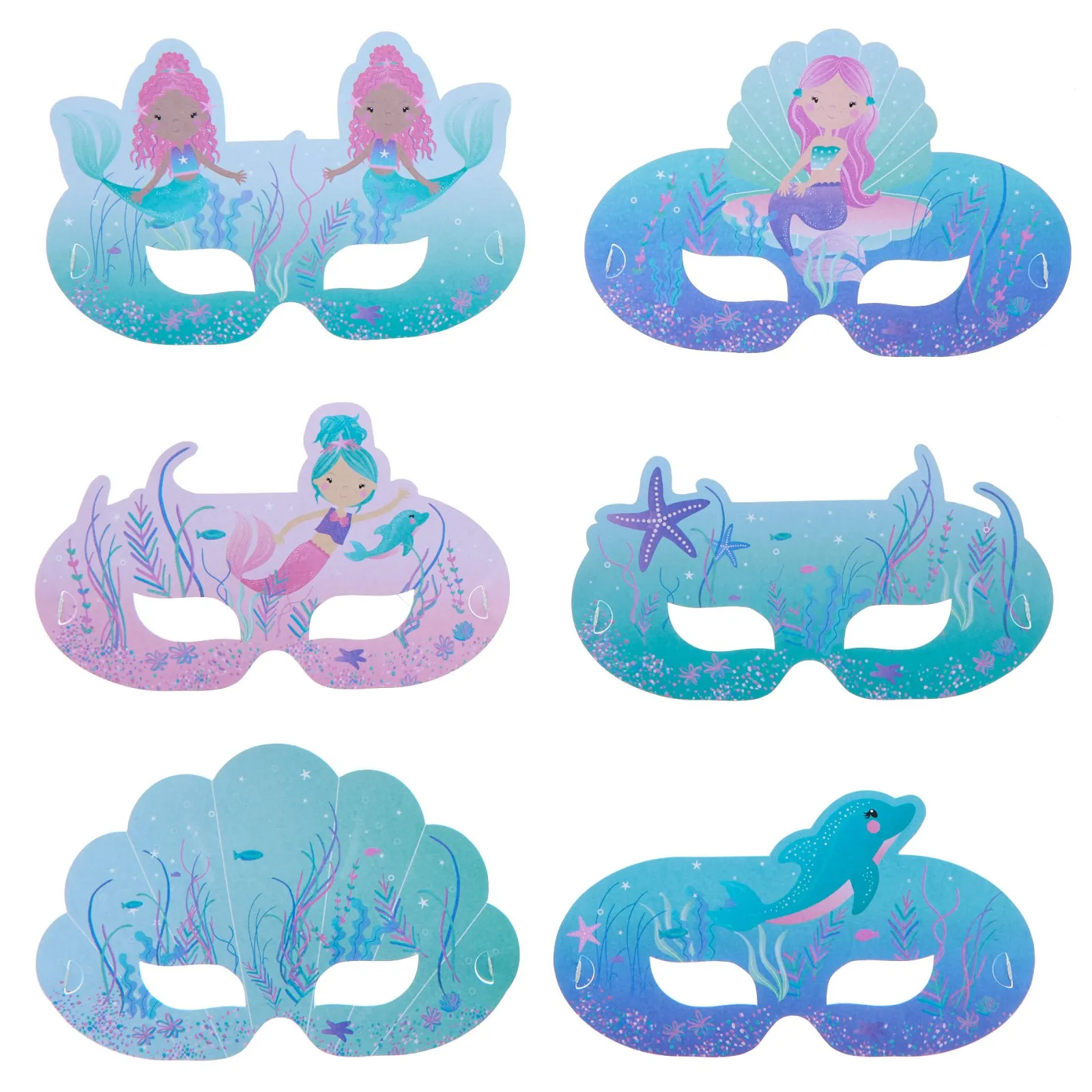 Outlet Children's Mermaid Party Masks - Pack of 6 Bags & Favours|Birthday Party