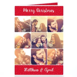 Card Factory Christmas Photo Card - 9 Photos Red