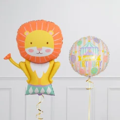 New Circus Lion Birthday Supershape & Foil Balloon Package - Delivered Inflated! Kids Balloons For Kids|Personalised & Photo Balloons