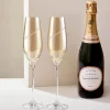 Hot Crystal Embellished Amber Champagne Flutes - Set of 2 Glassware|New Home Gifts