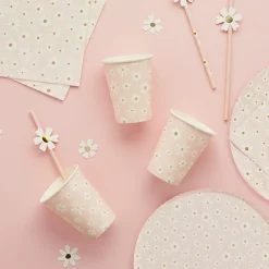 Daisy Paper Cups - Pack of 8 Tableware|Gender Reveal Party