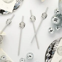 Card Factory Disco Ball Paper Straws - Pack of 16