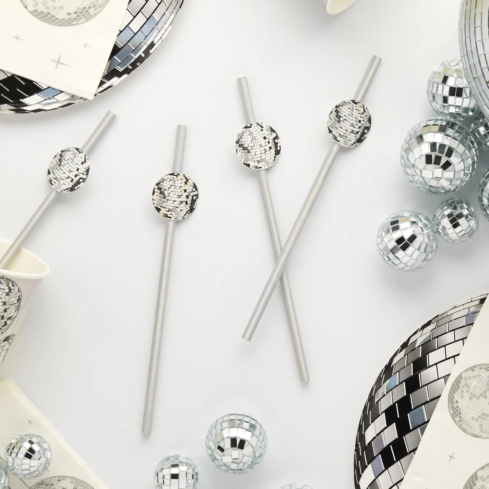 Card Factory Disco Ball Paper Straws - Pack of 16